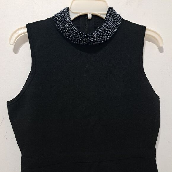 Milly Embellished Collar Iconic Shilloute Sheath Knee Length Dress Black Medium - Picture 11 of 16